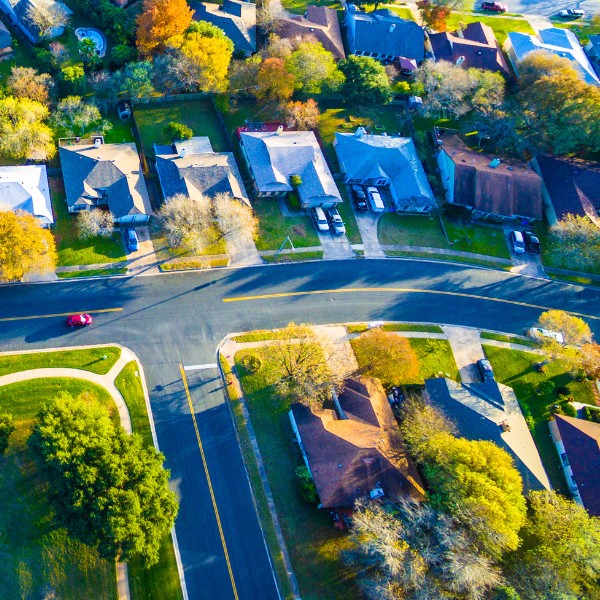 Website-Allandale-section-sub-urbs-trees-streets Quiet Allandale neighborhood with numerous houses, well-kept green yards, and large, healthy mature trees.